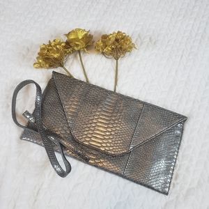 Metallic Silver Large Envelope Clutch
